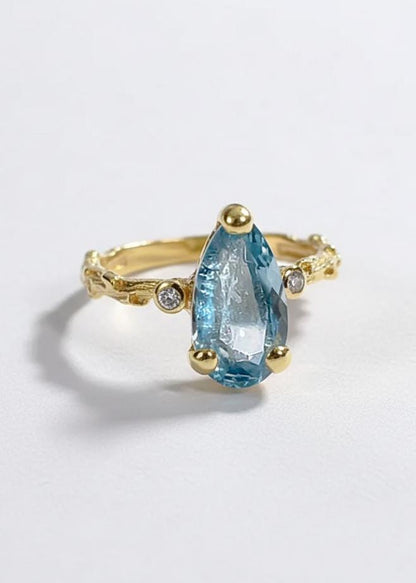 925 Sterling Silver Blue Kyanite Pear Ring