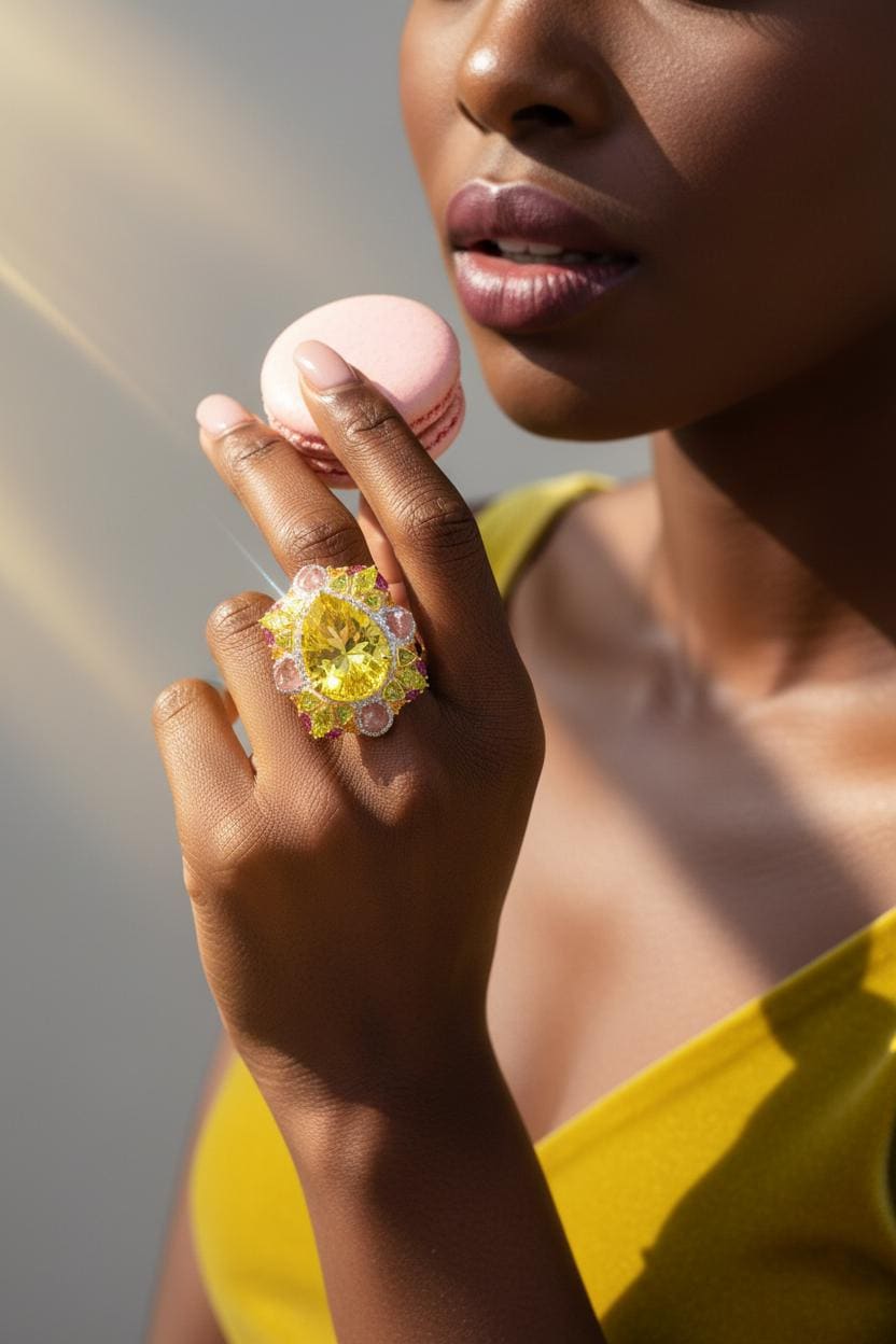 925 Sterling Silver Lemon Quartz Statement Ring