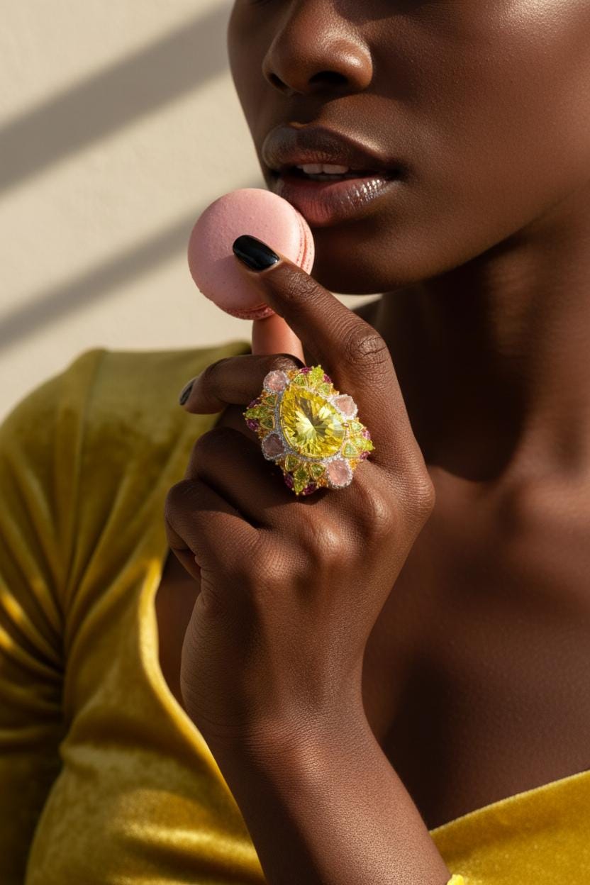 925 Sterling Silver Lemon Quartz Statement Ring