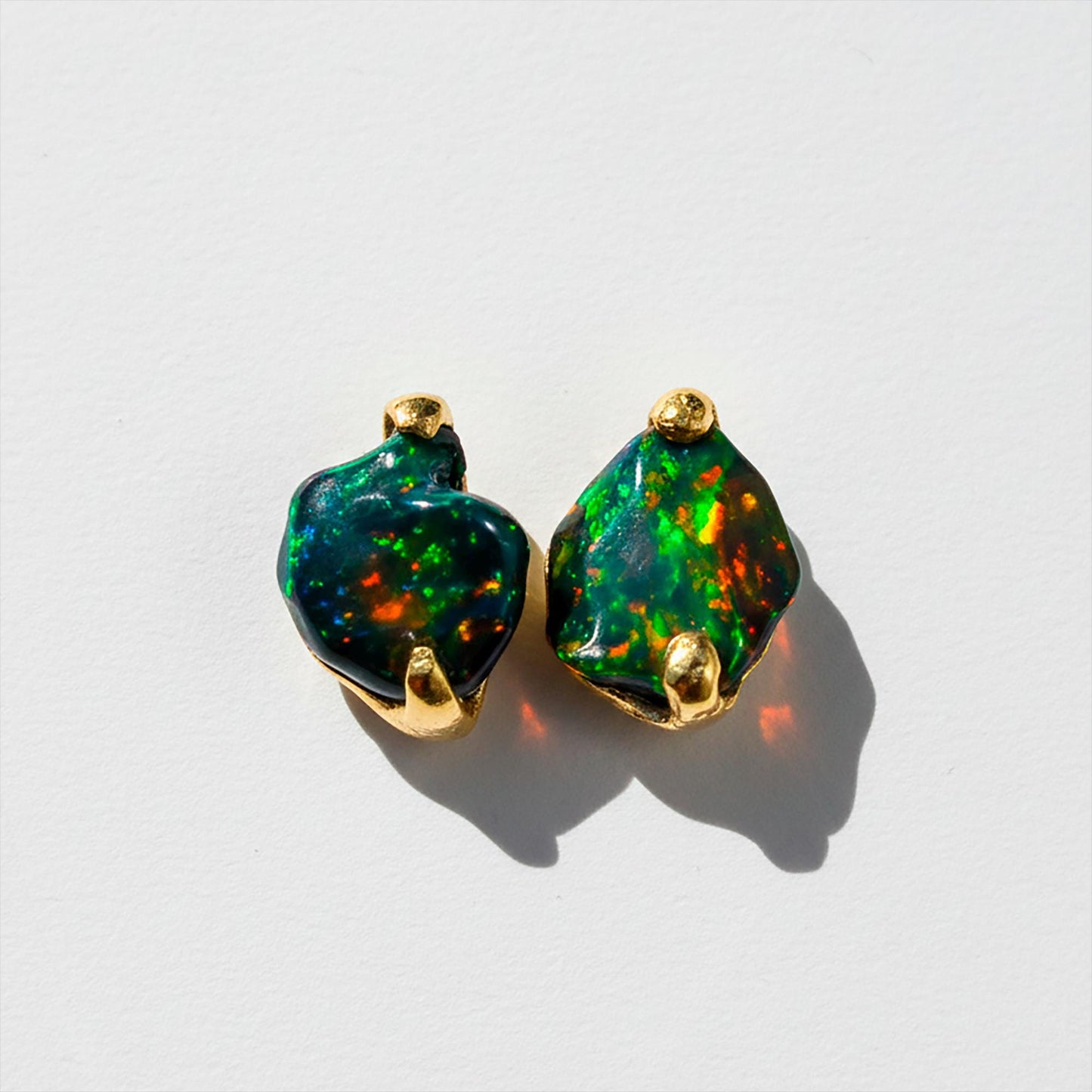 925 Sterling Silver Raw Black Opal Stud Earrings