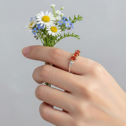 925 Sterling Silver Raw Red Spinel Twig Ring