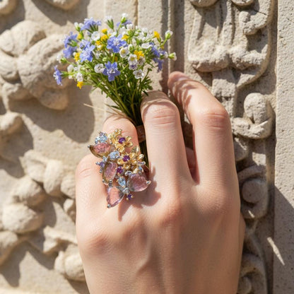 925 Sterling Silver Tourmaline Butterfly Wings Ring