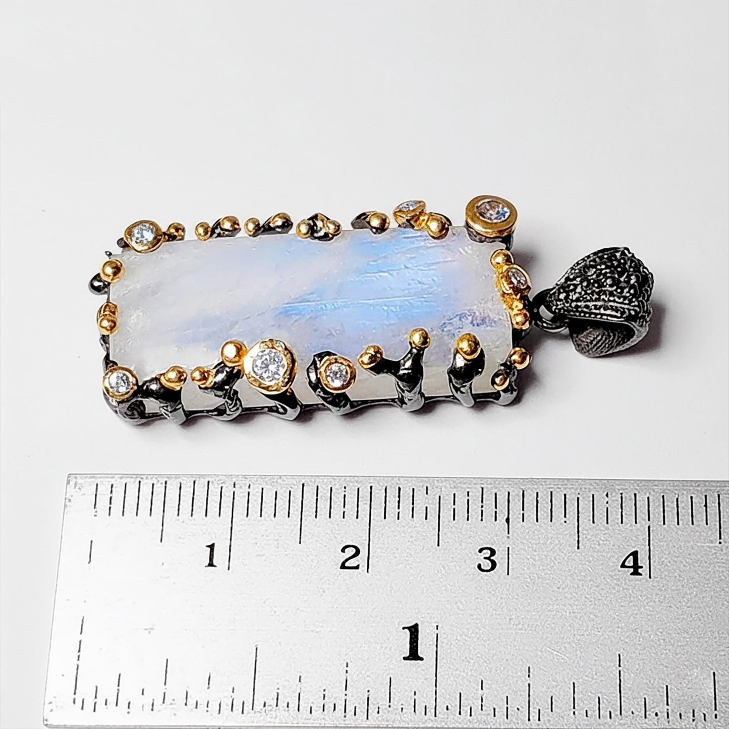 925 Sterling Silver Moonstone Rectangle Pendant