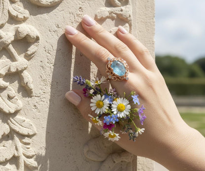925 sterling silver blue kyanite art deco ring