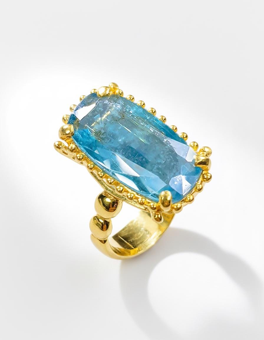 925 Sterling Silver Blue Kyanite Boho Ring