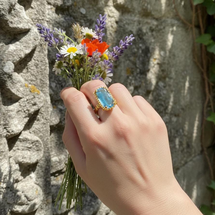 925 Sterling Silver Blue Kyanite Boho Ring