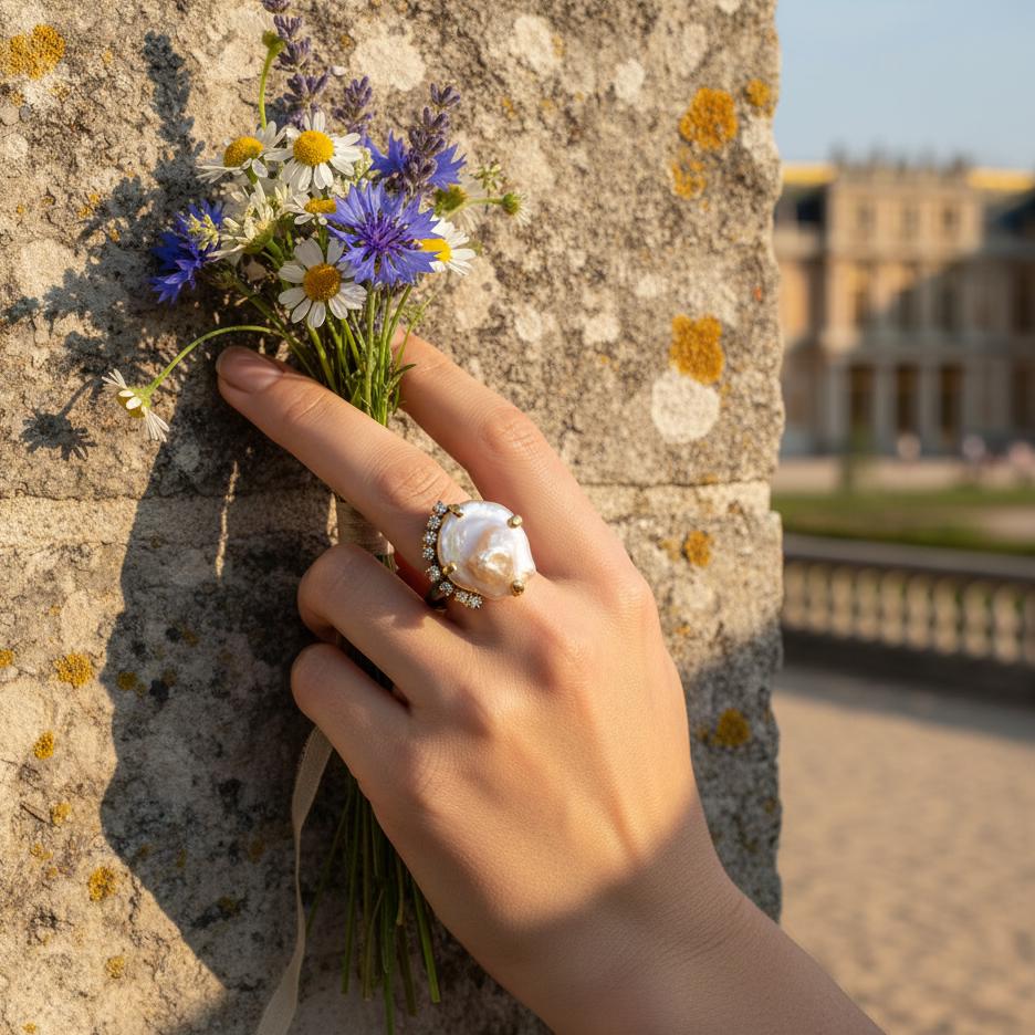 925 Sterling Silver Baroque Pearl Statement Ring