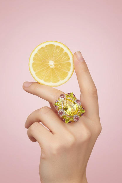 925 Sterling Silver Lemon Quartz Statement Ring