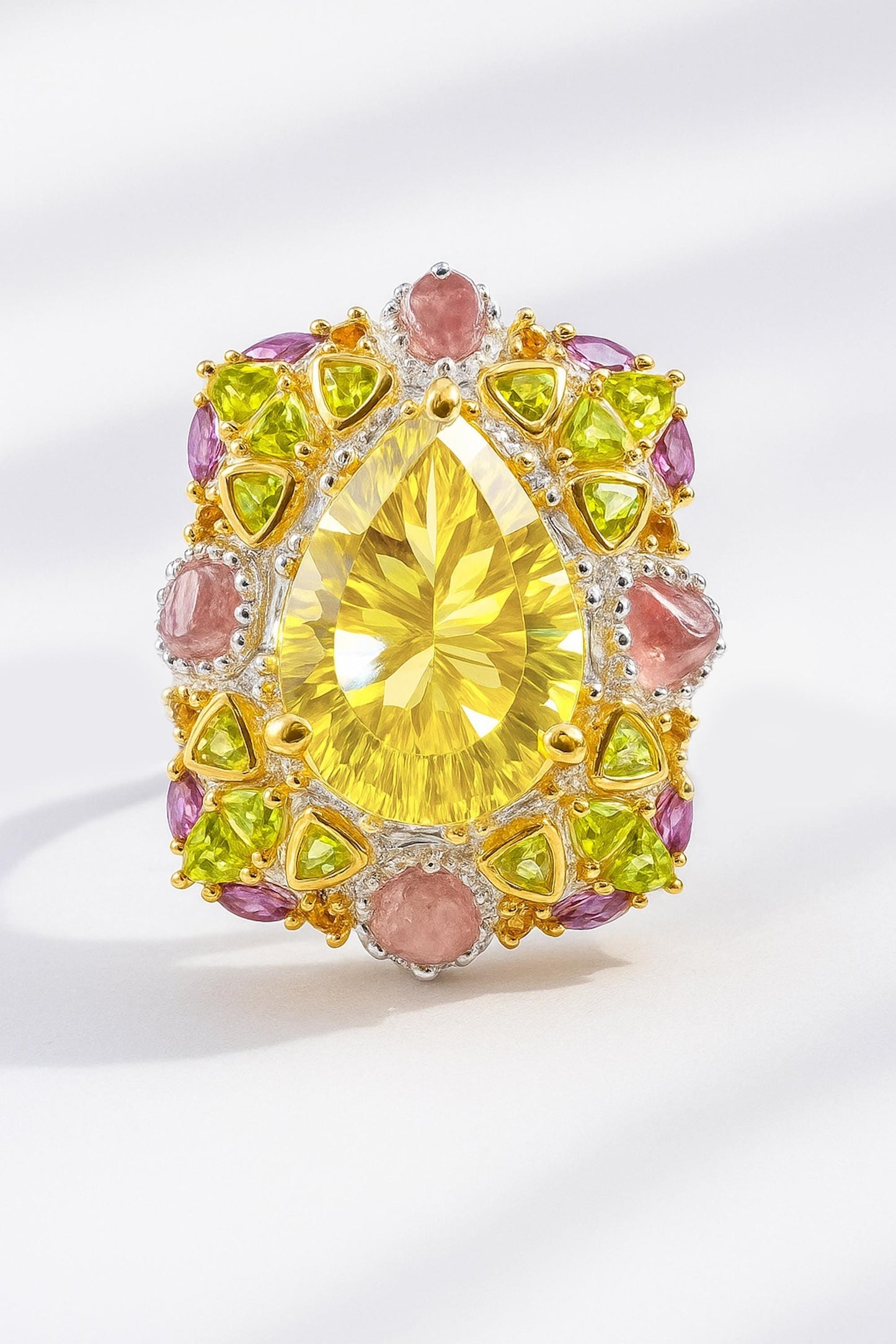 925 Sterling Silver Lemon Quartz Statement Ring