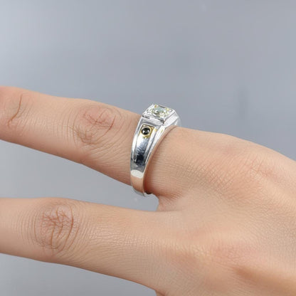 925 Sterling Silver Green Tourmaline Ring for men