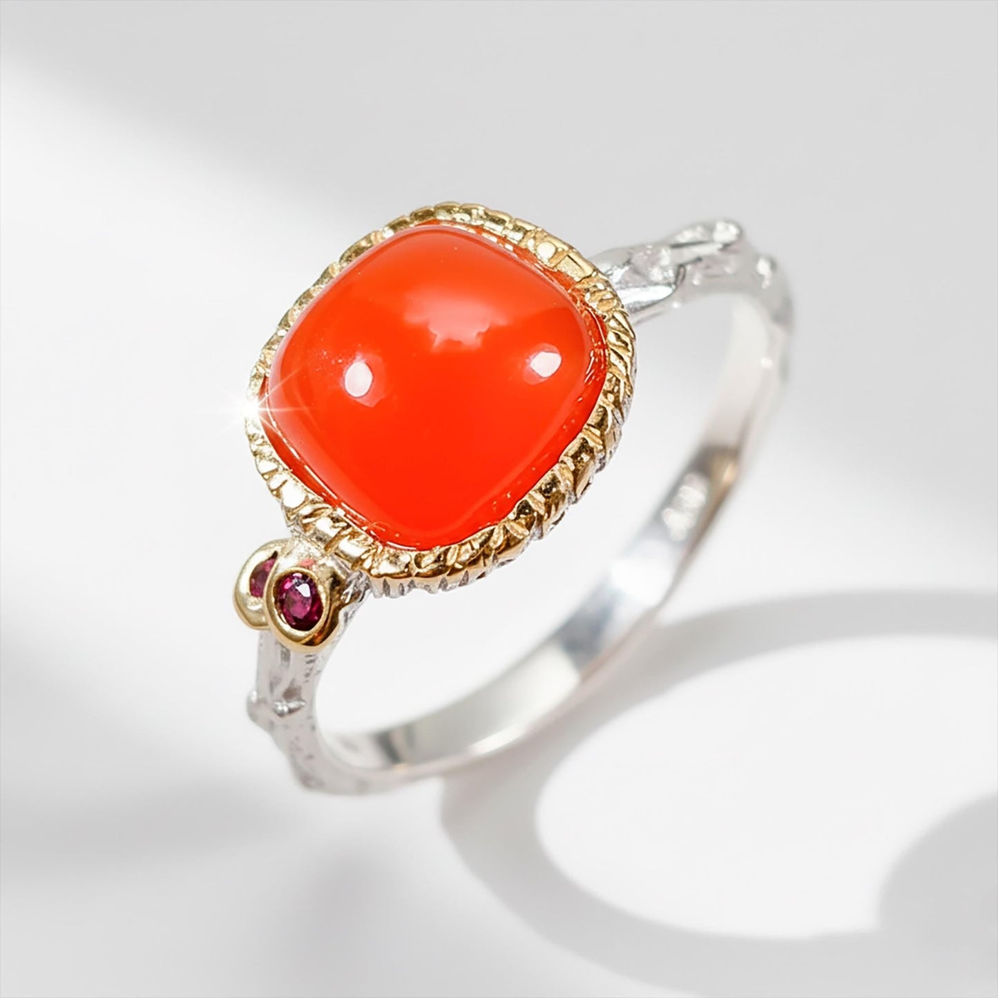 925 Sterling Silver Carnelian Twig Ring