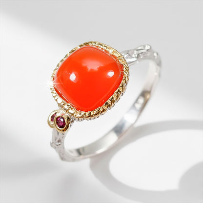 925 Sterling Silver Carnelian Twig Ring