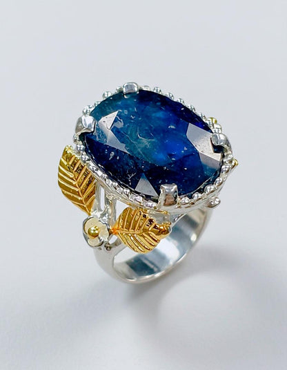925 sterling silver blue sapphire nature ring