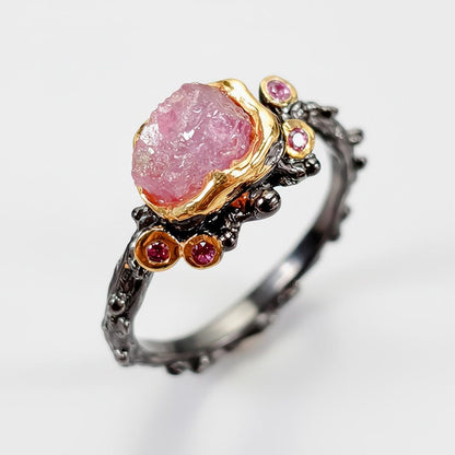 925 sterling silver pink ruby dainty ring