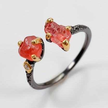 925 sterling silver red spinel mixed metal ring