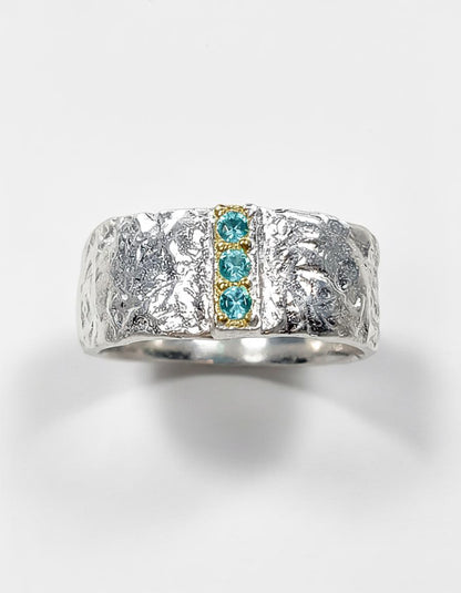 925 Sterling Silver Organic Texture Wide Band Ring