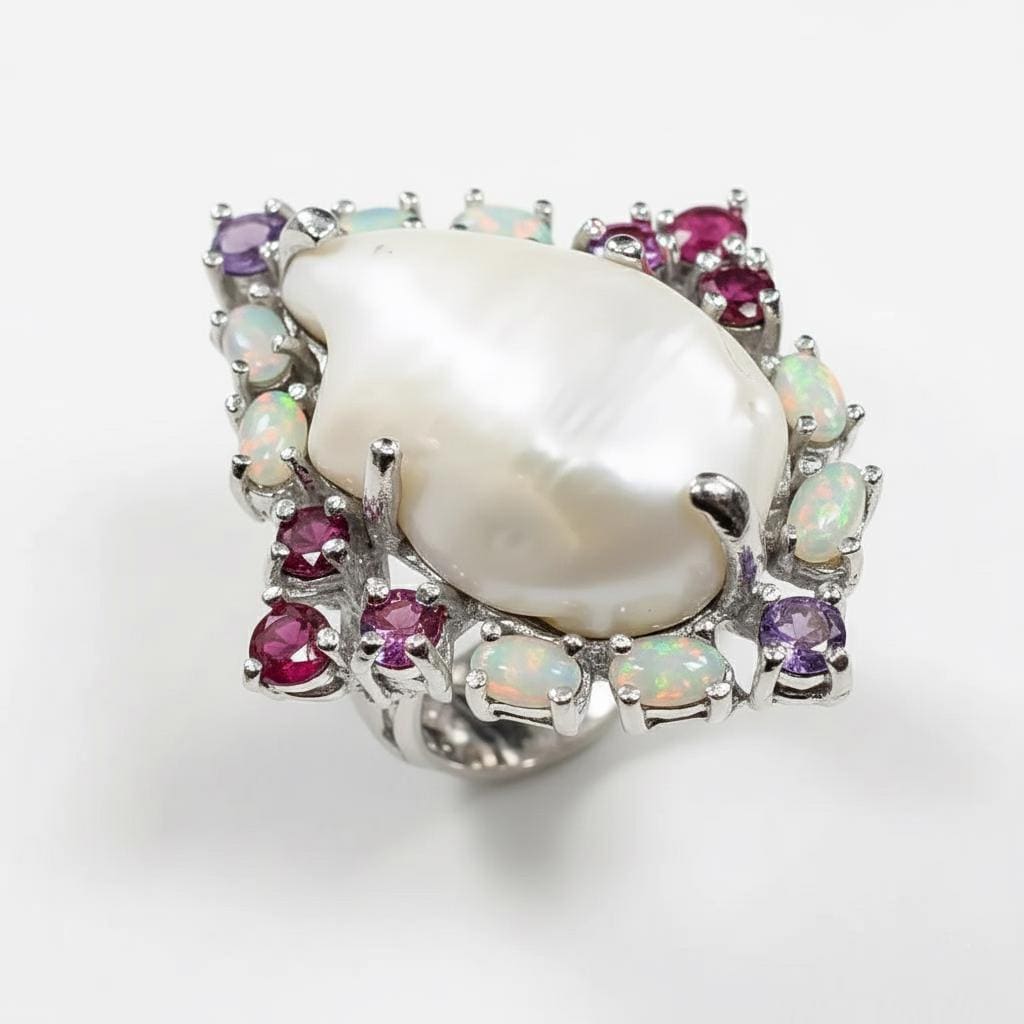 925 Sterling Silver Baroque Pearl Ring