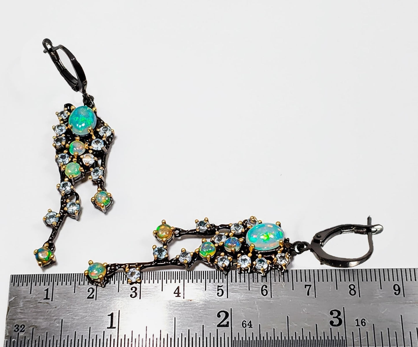 925 Sterling Silver Fire Opal Earrings