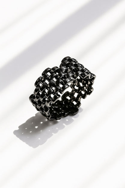 925 sterling silver black wide band ring