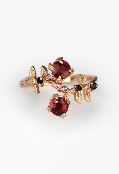14-18K Solid Gold Garnet Toi et Moi Ring