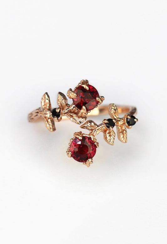 14-18K Solid Gold Garnet Toi et Moi Ring