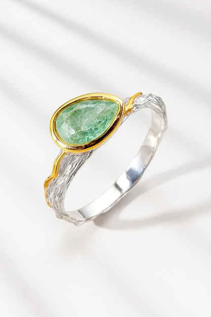 925 Sterling Silver Green Peridot Branch Ring