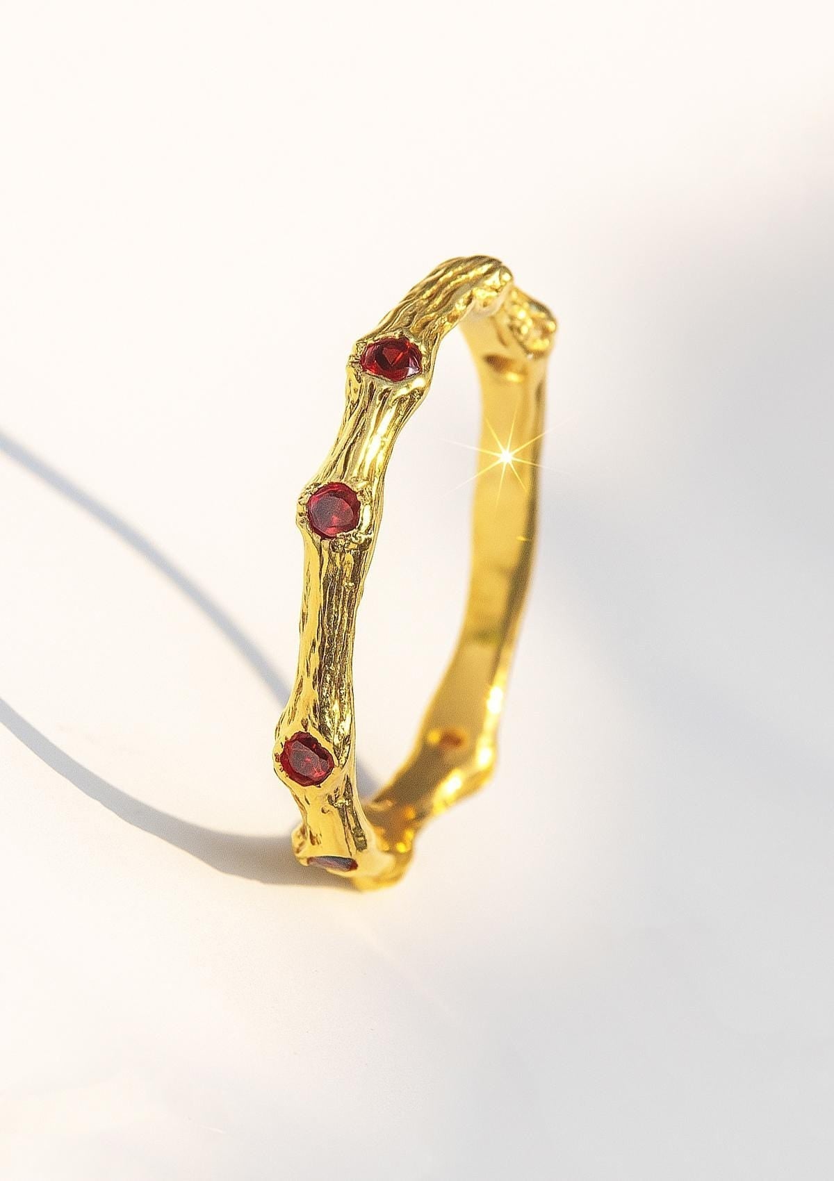 14K Solid Gold Nature Branch Eternity Band Ring