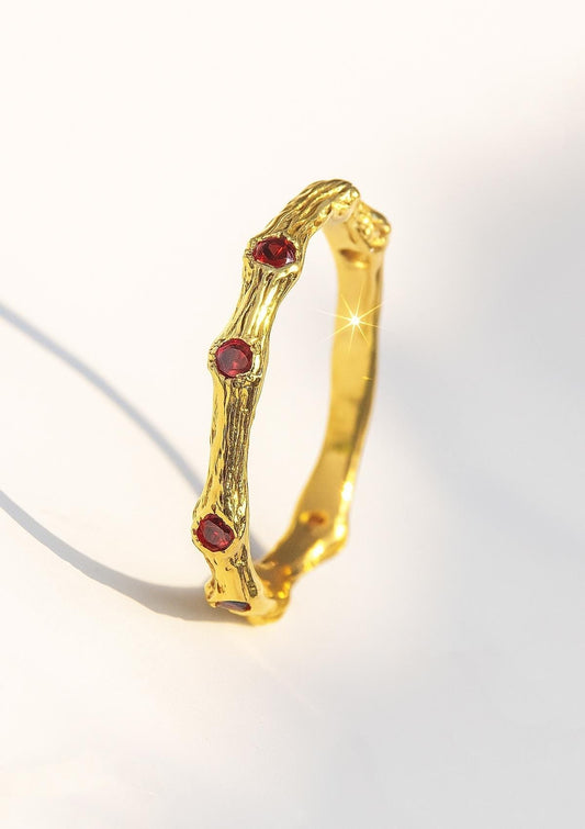 14K Solid Gold Nature Branch Eternity Band Ring