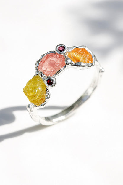 925 sterling silver pink ruby tiny nature ring