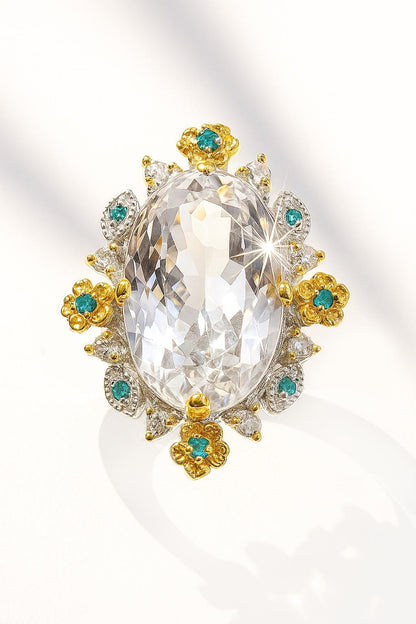 925 sterling silver quartz herkimer chunky ring