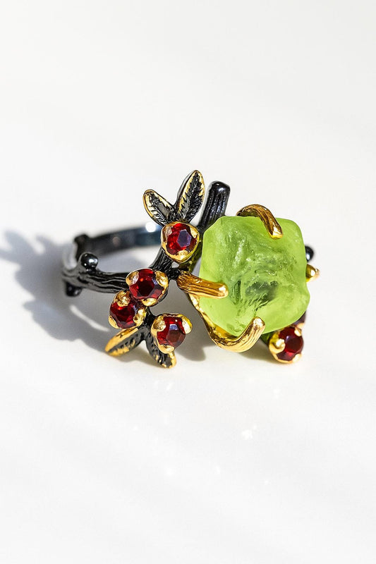 925 sterling silver green peridot branch ring