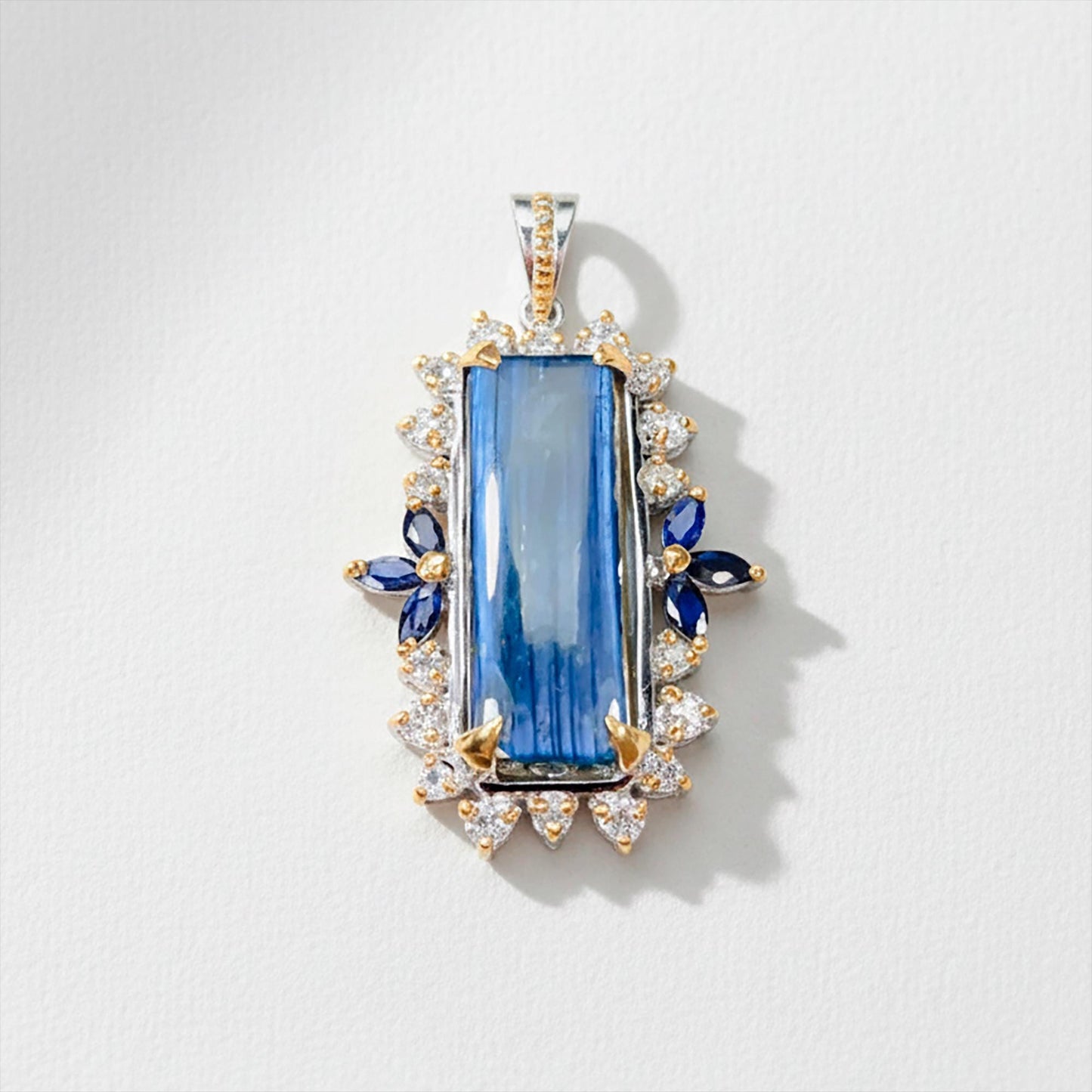 925 Sterling Silver Blue Labradorite Mixed Metal Necklace