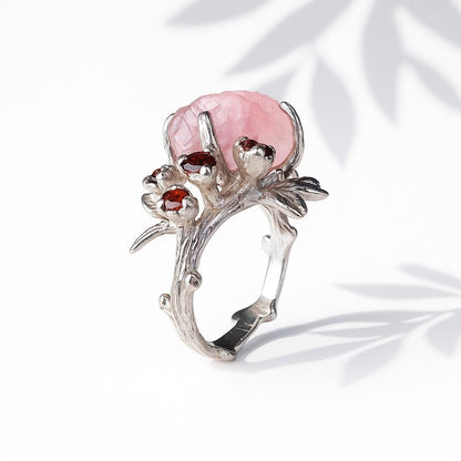 925 sterling silver pink morganite branch ring