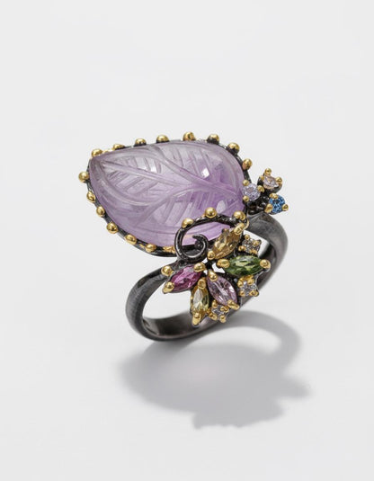 925 Sterling Silver Ametrine Leaf Ring