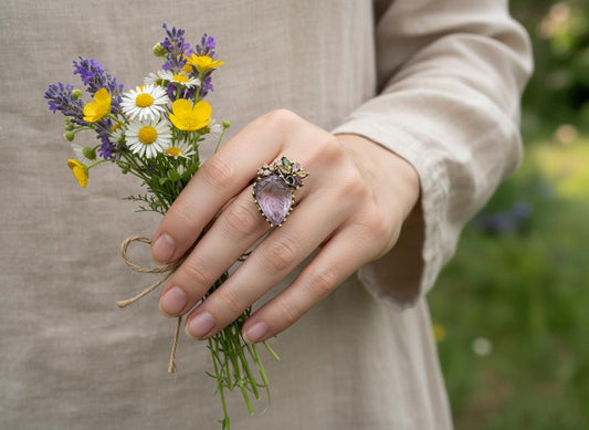 925 Sterling Silver Ametrine Leaf Ring