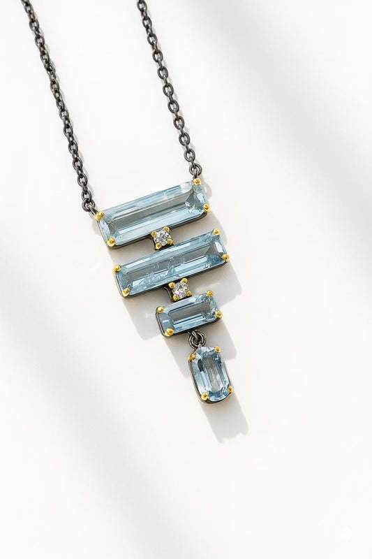 925 Sterling Silver Aquamarine Necklace