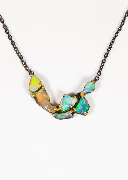 925 sterling silver raw fire opal unique necklace