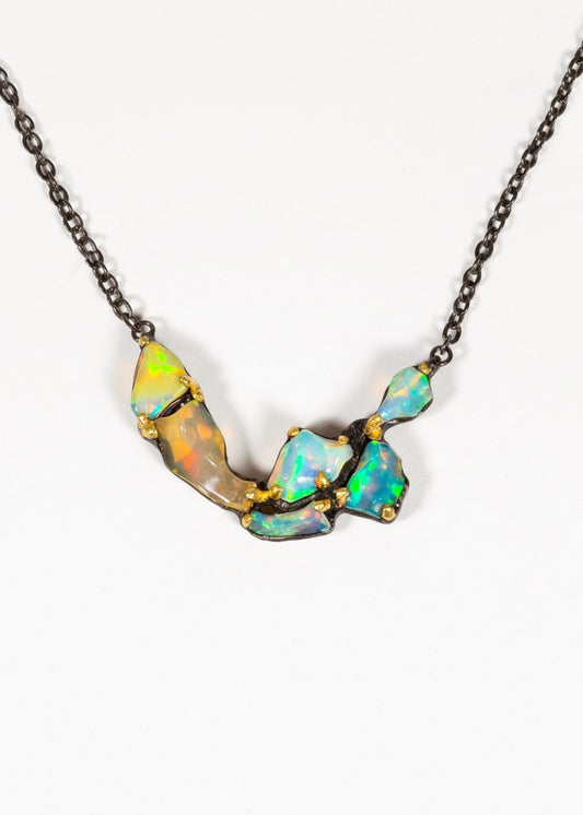 925 sterling silver raw fire opal unique necklace