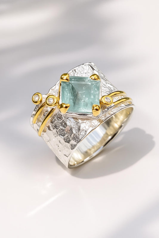 925 sterling silver blue kyanite wide band ring