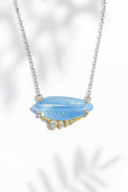 925 sterling silver aquamarine leaf necklace