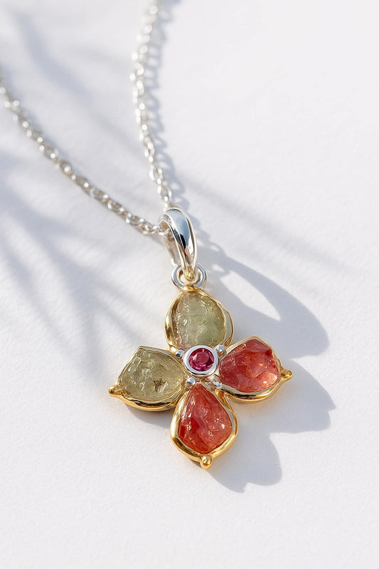 925 Sterling Silver Raw Tourmaline Necklace