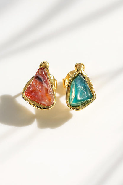 925 Sterling Silver Raw Tourmaline Stud Earrings