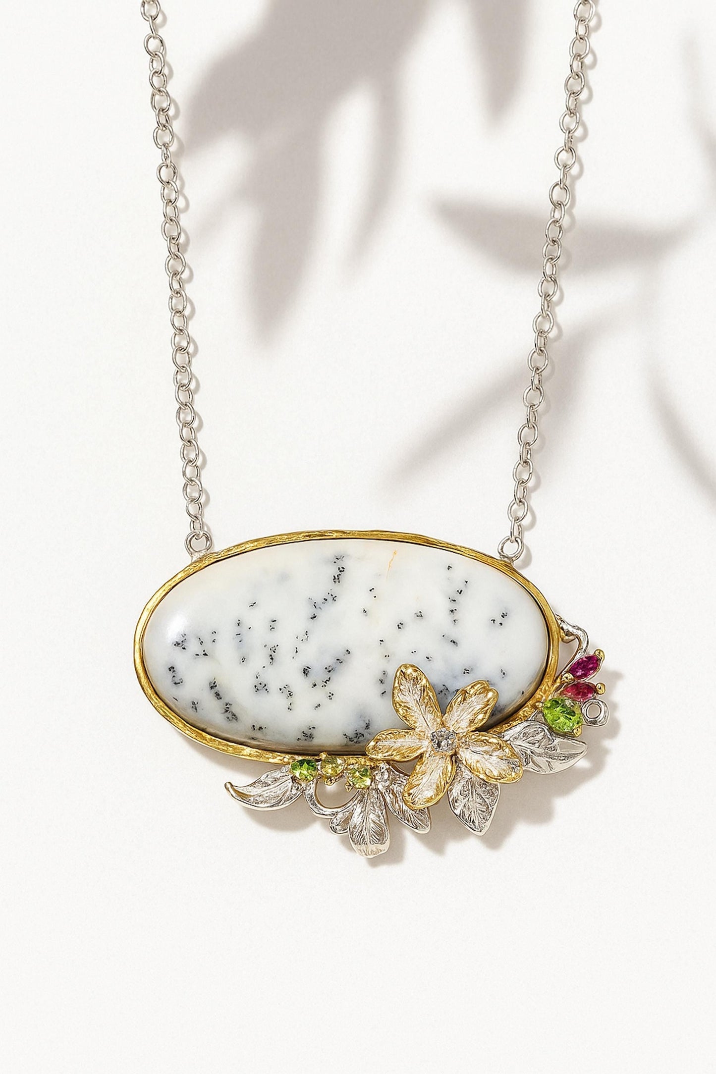 925 Sterling Silver Dendritic Jasper Statement Necklace