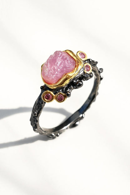 925 sterling silver pink ruby dainty ring