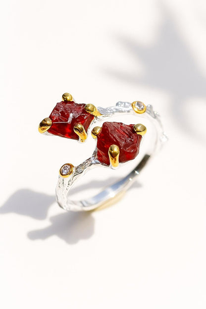 925 sterling silver red spinel branch ring
