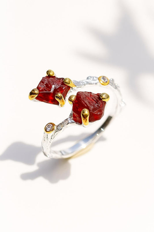 925 sterling silver red spinel branch ring