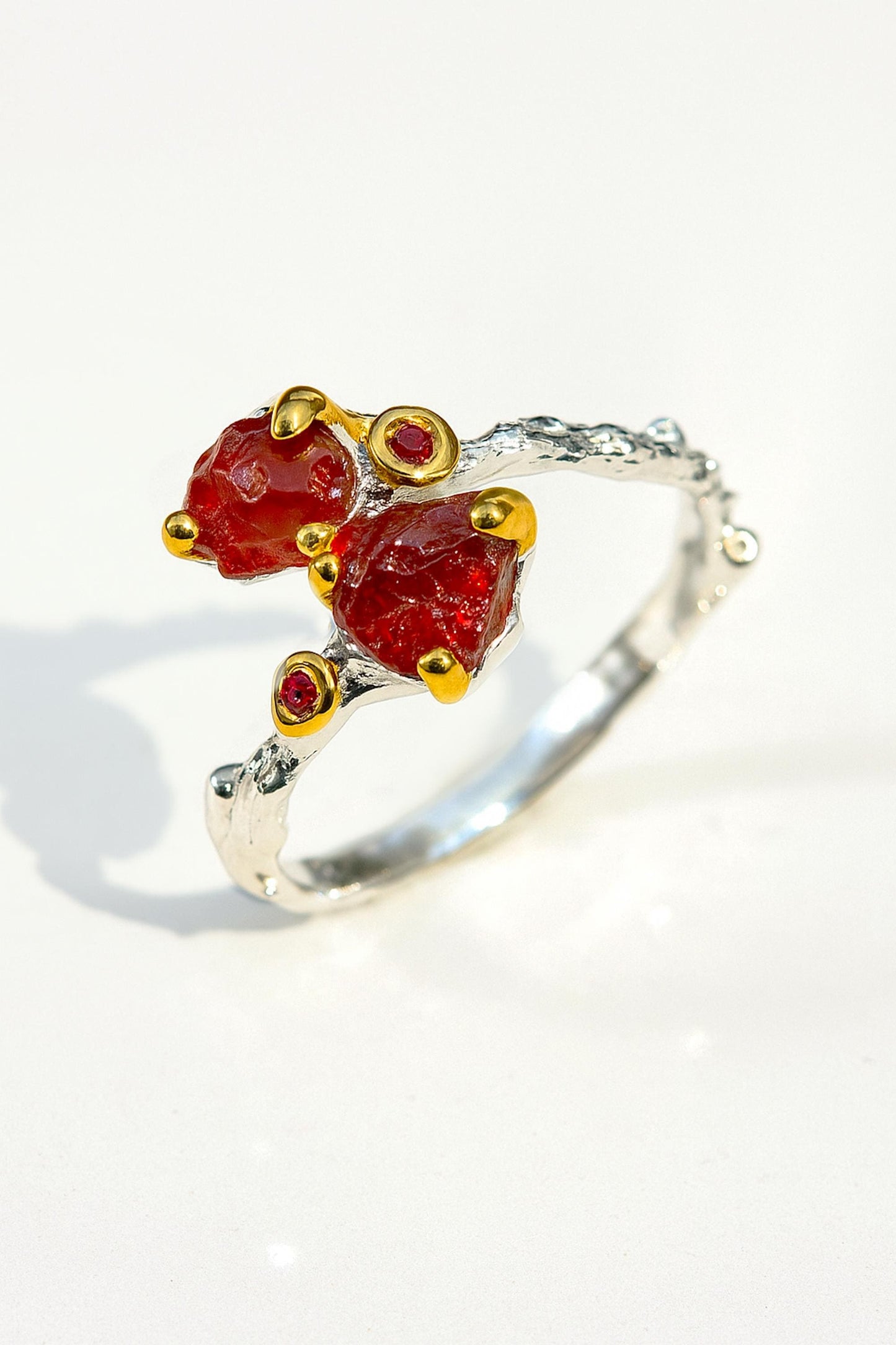 925 sterling silver red spinel branch ring