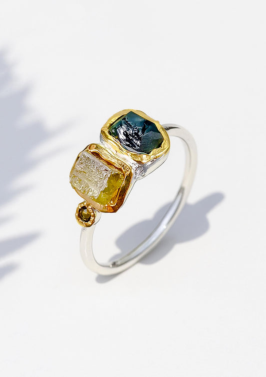 925 sterling silver green sapphire nature ring