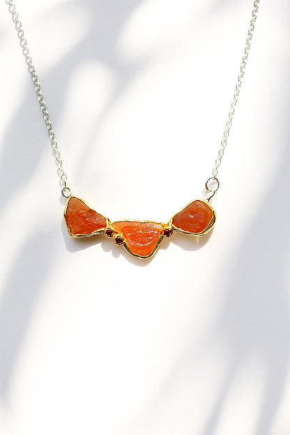 925 sterling silver orange spessartite necklace