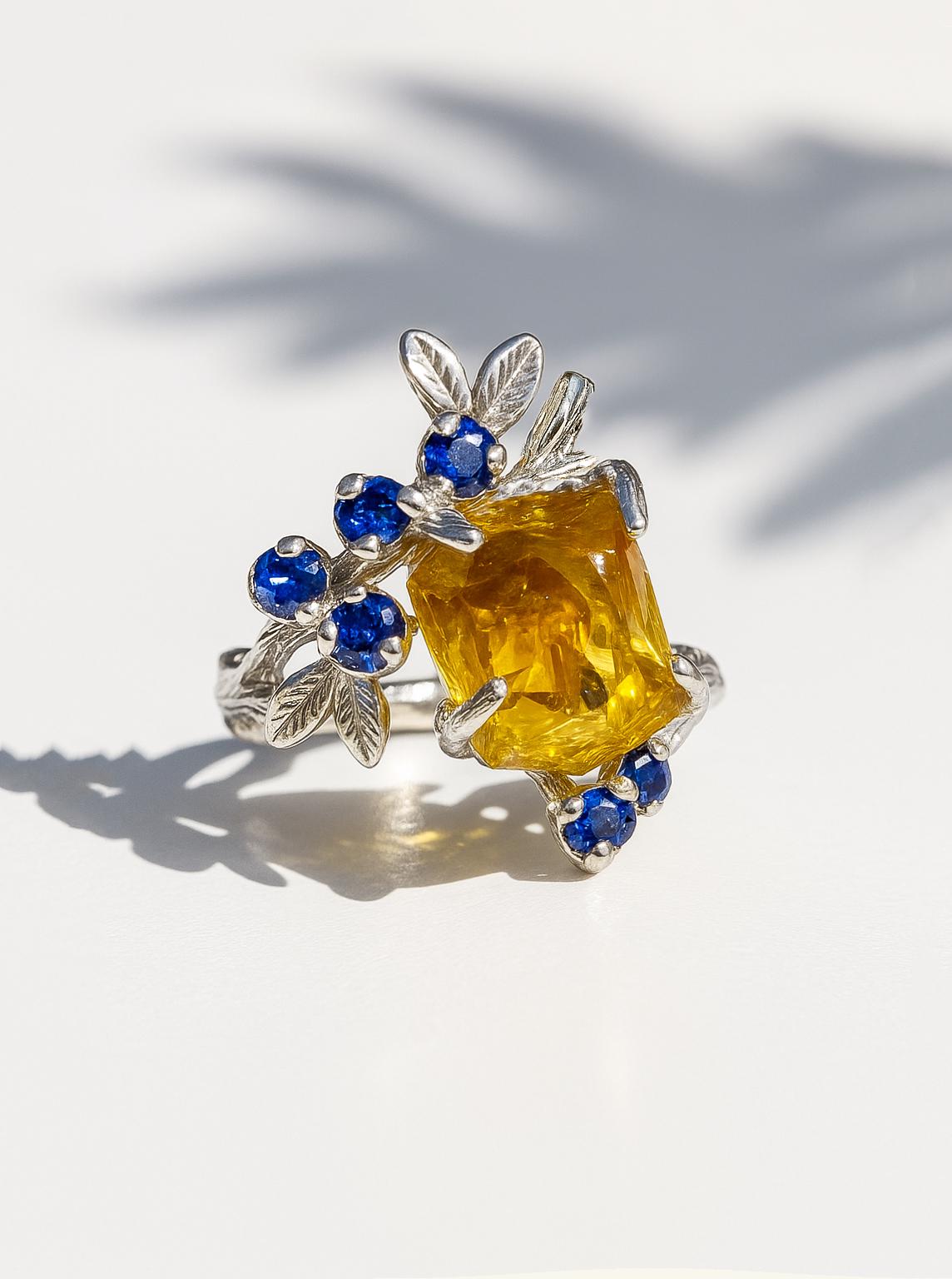 925 sterling silver yellow citrine rough ring